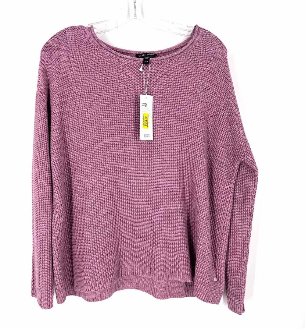 Eileen Fisher Size XS Dk Mauve Solid Knit NEW Designer Top-Long Sleeve